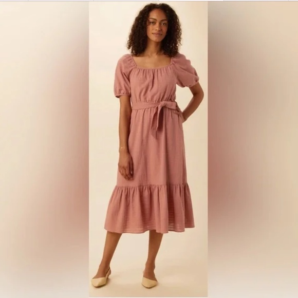 Amour Vert Michelle 100% Organic Cotton Midi Dress Size XL Made in USA Carnelian - Picture 1 of 7